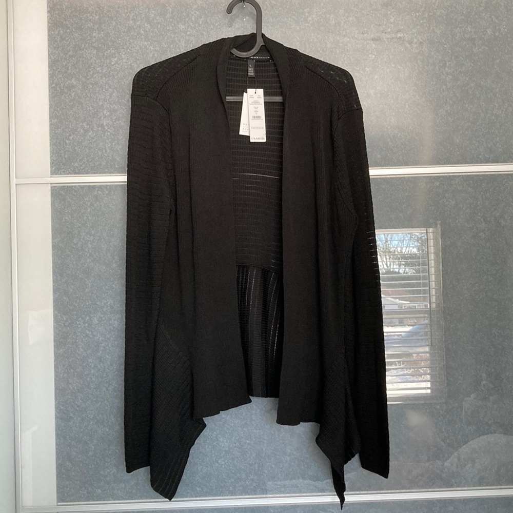 NWT - White House Black Market, Sweater, pointelle, black, light weight